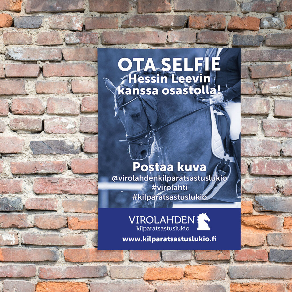 Virolahden lukion kilparatsastuslinjan messujuliste