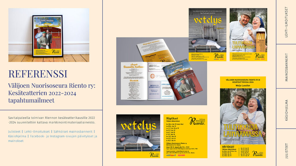 Referenssit Välijoen Nuorisoseura Riento kesäteatterimateriaaleja