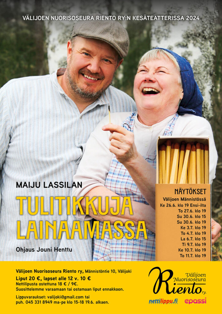 Välijoen Nuorisoseura Riento tulitikkuja lainaamassa julisteA4