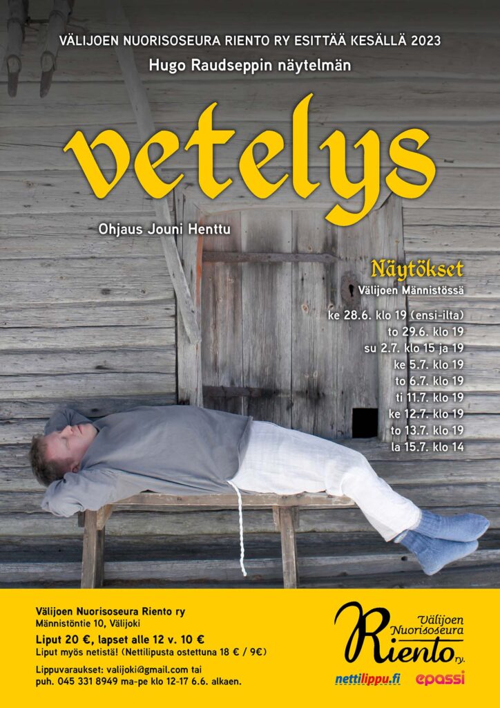 Välijoen Nuorisoseura Riento Vetelys juliste